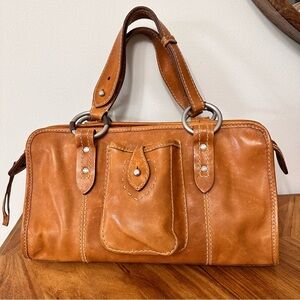 Ruehl No.925 Tan Genuine Leather Satchel Handbag Classic Neo Vintage EUC